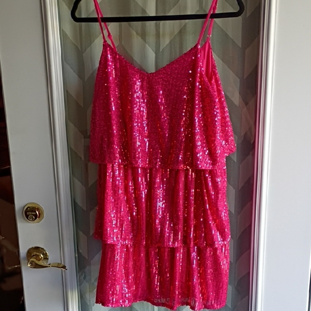 Vine & Love Pink Sequin Midi Dress